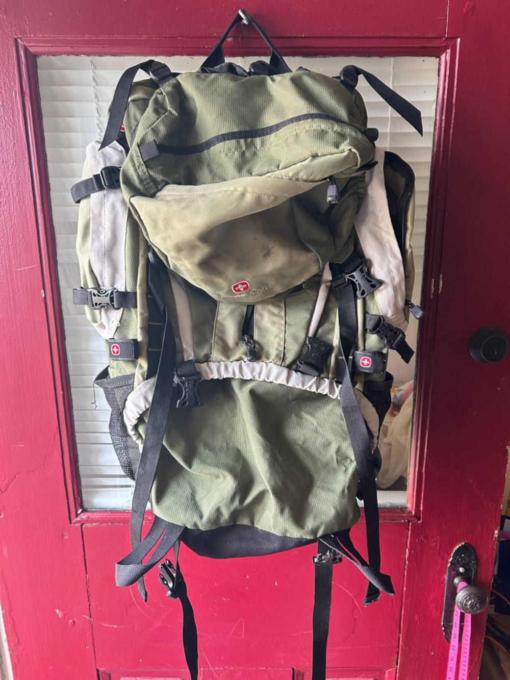 SwissGear Olive and Beige Outdoor Backpack with Multiple Straps